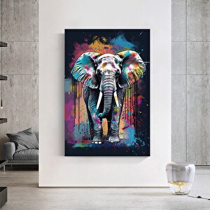 Soyut Çok Renkli Fil Duvar Sanatı Posteri, Fil Grafiti Duvar Sanatı, Renkli Fil Dekoru