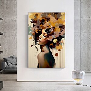 Çiçekli Kadın Portresi – Başında Çiçek Taçlı Kadın Kanvas – Moda Ve Sanat