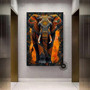 Afrika Fil Kolajı Kanvas Sanatı | Tribal Konsept 80x160 cm