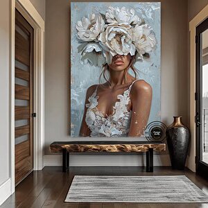 Çiçekli Kadın Kanvas; Gül Başlı Portre