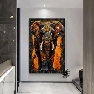 Afrika Fil Kolajı Kanvas Sanatı | Tribal Konsept 50x70 cm