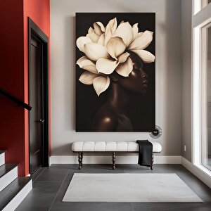 Çiçekli Siyah Kadın Portresi | Güzellik Temalı Duvar Sanatı