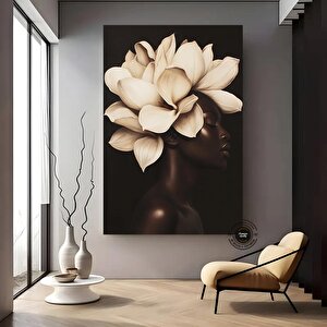 Çiçekli Siyah Kadın Portresi | Güzellik Temalı Duvar Sanatı