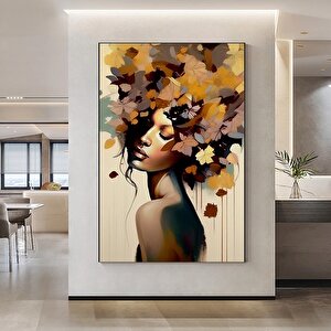 Çiçekli Kadın Portresi – Başında Çiçek Taçlı Kadın Kanvas – Moda Ve Sanat