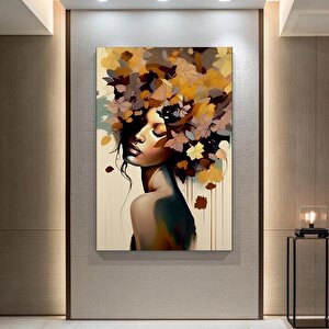 Çiçekli Kadın Portresi – Başında Çiçek Taçlı Kadın Kanvas – Moda Ve Sanat