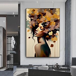 Çiçekli Kadın Portresi – Başında Çiçek Taçlı Kadın Kanvas – Moda Ve Sanat 100x150 cm