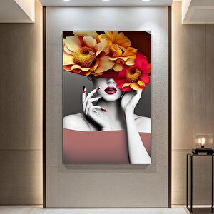 Çiçekli Kadın Duvar Sanatı; Gül Başlı Kadın; Moda Kadın; Çiçekli Baş Posteri; Çiçek Kadın Kanvas; As