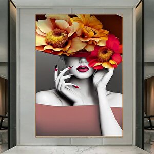 Çiçekli Kadın Duvar Sanatı; Gül Başlı Kadın; Moda Kadın; Çiçekli Baş Posteri; Çiçek Kadın Kanvas; As