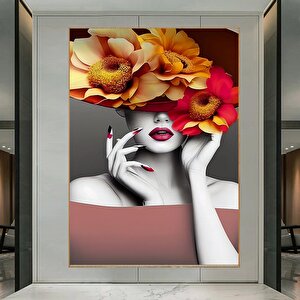 Çiçekli Kadın Duvar Sanatı; Gül Başlı Kadın; Moda Kadın; Çiçekli Baş Posteri; Çiçek Kadın Kanvas; As