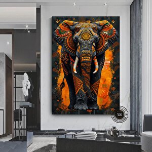 Afrika Fil Kolajı Kanvas Sanatı | Tribal Konsept 60x90 cm