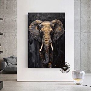 Siyah & Altın Fil Tablosu | Şık Fil Kanvas Tablo | Abstrakt Duvar Sanatı | Hediye
