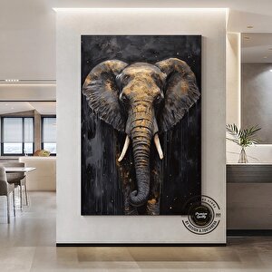 Siyah & Altın Fil Tablosu | Şık Fil Kanvas Tablo | Abstrakt Duvar Sanatı | Hediye