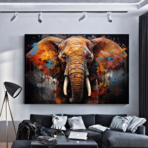 Modern Graffiti Fil; Duvar Sanatı Dekoru; Fil Kanvas Tablosu; Ofis Hediyesi