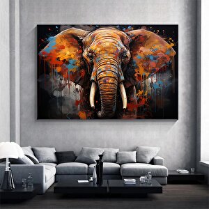 Modern Graffiti Fil; Duvar Sanatı Dekoru; Fil Kanvas Tablosu; Ofis Hediyesi