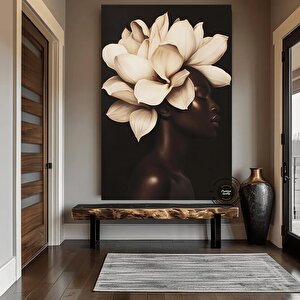 Çiçekli Siyah Kadın Portresi | Güzellik Temalı Duvar Sanatı