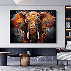 Modern Graffiti Fil; Duvar Sanatı Dekoru; Fil Kanvas Tablosu; Ofis Hediyesi 120x150 cm