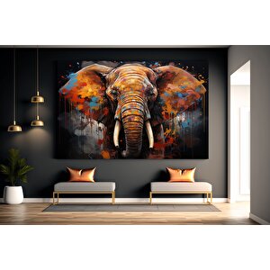 Modern Graffiti Fil; Duvar Sanatı Dekoru; Fil Kanvas Tablosu; Ofis Hediyesi 120x150 cm