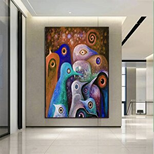 Soyut Çizgi Film Penguen Kanvas Baskıları; Yağlı Boya Baskı; Ev Duvar Sanatı 20x30 cm