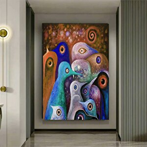 Soyut Çizgi Film Penguen Kanvas Baskıları; Yağlı Boya Baskı; Ev Duvar Sanatı 50x70 cm