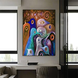 Soyut Çizgi Film Penguen Kanvas Baskıları; Yağlı Boya Baskı; Ev Duvar Sanatı