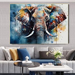 Modern Renkli Fil – Yağlı Boya Görünümlü Dekoratif Kanvas Tablosu, Ev Ve Ofis Hediyesi