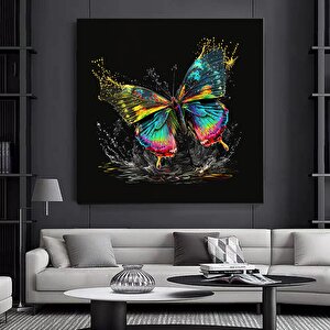 Renkli Kelebek Kanvas Duvar Sanatı, Hayvan Baskısı, Kelebek Duvar Dekoru, Renkli Kanvas 30x30 cm