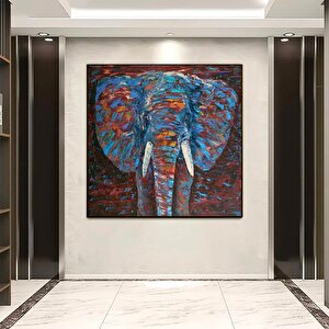 Soyut Renkli Fil Tablosu; Yatak Odanıza Yakışır 40x40 cm