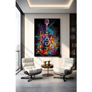 Gitar Kanvas; Gitar Duvar Dekor; Renkli Poster 100x200 cm