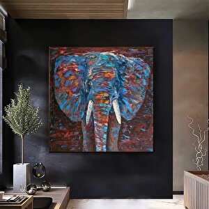 Soyut Renkli Fil Tablosu; Yatak Odanıza Yakışır 80x80 cm