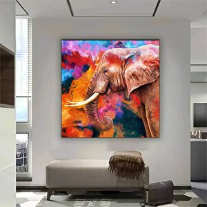 Modern Fil Tuval Duvar Sanatı, Fil Tablosu Duvar Dekoru, Fil Dekoru, Kanvas Üzerine Resim 50x50 cm