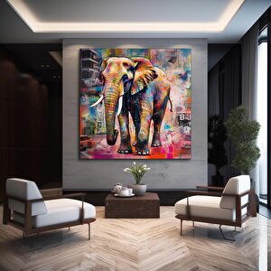 Graffiti Fil Kanvası, Graffiti Tarzı Baskı, Graffiti Duvar Sanatı 120x120 cm