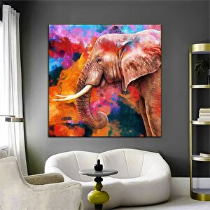 Modern Fil Tuval Duvar Sanatı, Fil Tablosu Duvar Dekoru, Fil Dekoru, Kanvas Üzerine Resim 60x60 cm