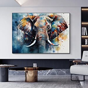 Modern Renkli Fil – Yağlı Boya Görünümlü Dekoratif Kanvas Tablosu, Ev Ve Ofis Hediyesi 20x30 cm