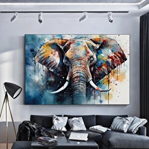 Modern Renkli Fil – Yağlı Boya Görünümlü Dekoratif Kanvas Tablosu, Ev Ve Ofis Hediyesi 20x30 cm