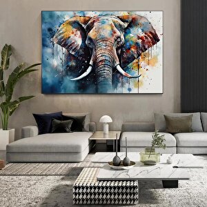 Modern Renkli Fil – Yağlı Boya Görünümlü Dekoratif Kanvas Tablosu, Ev Ve Ofis Hediyesi