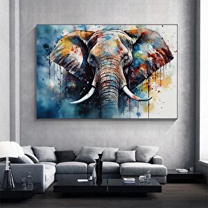 Modern Renkli Fil – Yağlı Boya Görünümlü Dekoratif Kanvas Tablosu, Ev Ve Ofis Hediyesi