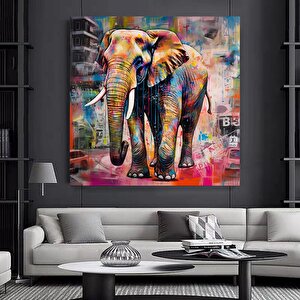 Graffiti Fil Kanvası, Graffiti Tarzı Baskı, Graffiti Duvar Sanatı 60x60 cm