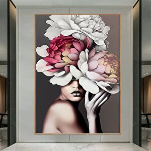 Çiçekli Kadın Duvar Sanatı; Gül Başlı Kadın; Moda Kadın; Çiçekli Baş Posteri; Çiçek Kadın Kanvas; As