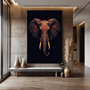 Afrika Fil Kolajı, Afrika Kabile Tarzı Fil Temalı Kanvas Tablo 80x150 cm