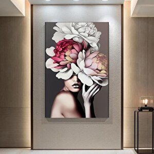 Çiçekli Kadın Duvar Sanatı; Gül Başlı Kadın; Moda Kadın; Çiçekli Baş Posteri; Çiçek Kadın Kanvas; As