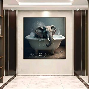 Mavi Küvette Fil Kanvas Tablosu