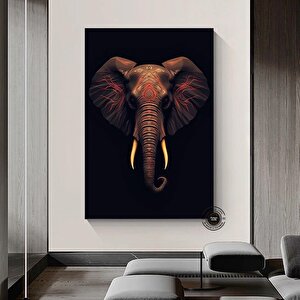 Afrika Fil Kolajı, Afrika Kabile Tarzı Fil Temalı Kanvas Tablo 90x180 cm