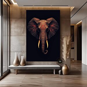 Afrika Fil Kolajı, Afrika Kabile Tarzı Fil Temalı Kanvas Tablo 90x180 cm