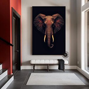 Afrika Fil Kolajı, Afrika Kabile Tarzı Fil Temalı Kanvas Tablo 90x180 cm