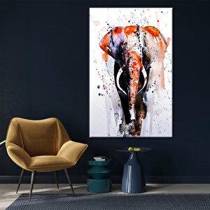 Renkli Fil Kanvası, Fil Tablosu, Kırmızı Fil Baskısı, Ev Dekoru 50x70 cm