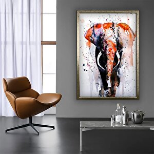 Renkli Fil Kanvası, Fil Tablosu, Kırmızı Fil Baskısı, Ev Dekoru