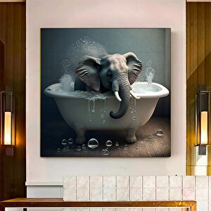 Mavi Küvette Fil Kanvas Tablosu