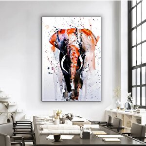 Renkli Fil Kanvası, Fil Tablosu, Kırmızı Fil Baskısı, Ev Dekoru