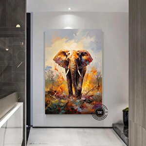 Renkli Fil Baskısı; Renkli Soyut Fil Tablosu; Fil Kanvas Duvar Sanatı; Yatak Üstü Dekoru 150x250 cm