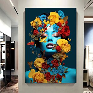 Çiçekli Kadın Portresi – Başında Çiçek Taçlı Kadın Kanvas – Moda Ve Sanat 50x70 cm